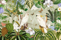 Bright and vibrant botanical explorer mural design.

