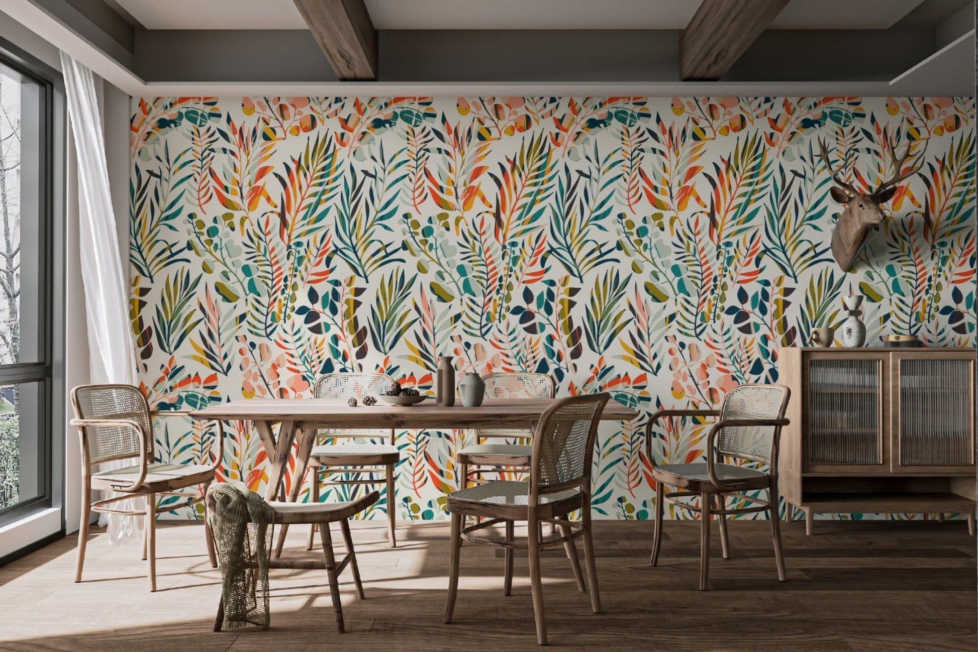Botanical Fiesta Wallpaper Mural - Giffywalls