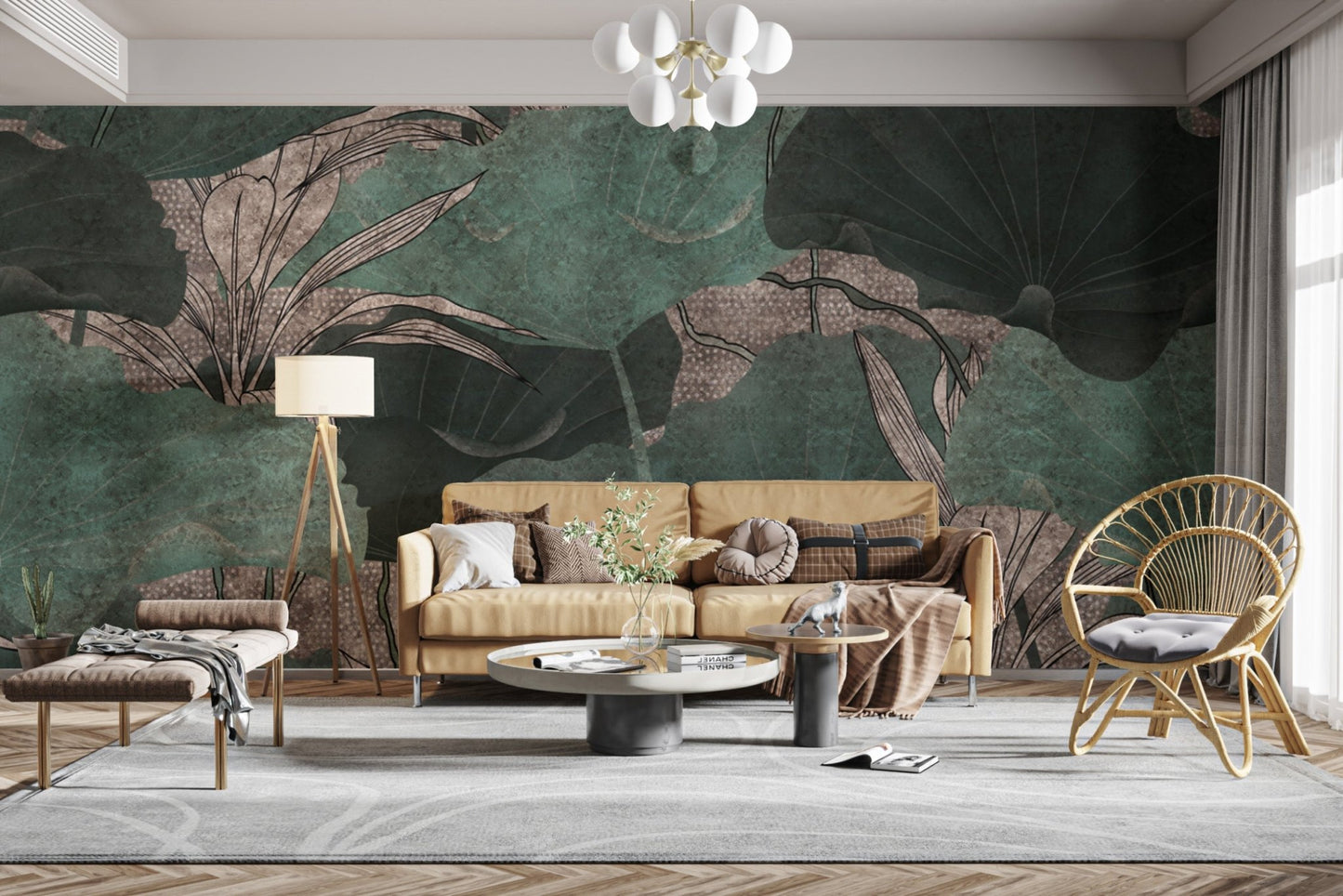 Botanical Green Leaf Wallpaper