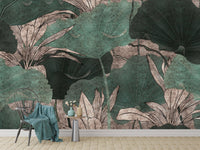 Textured green foliage wall décor
