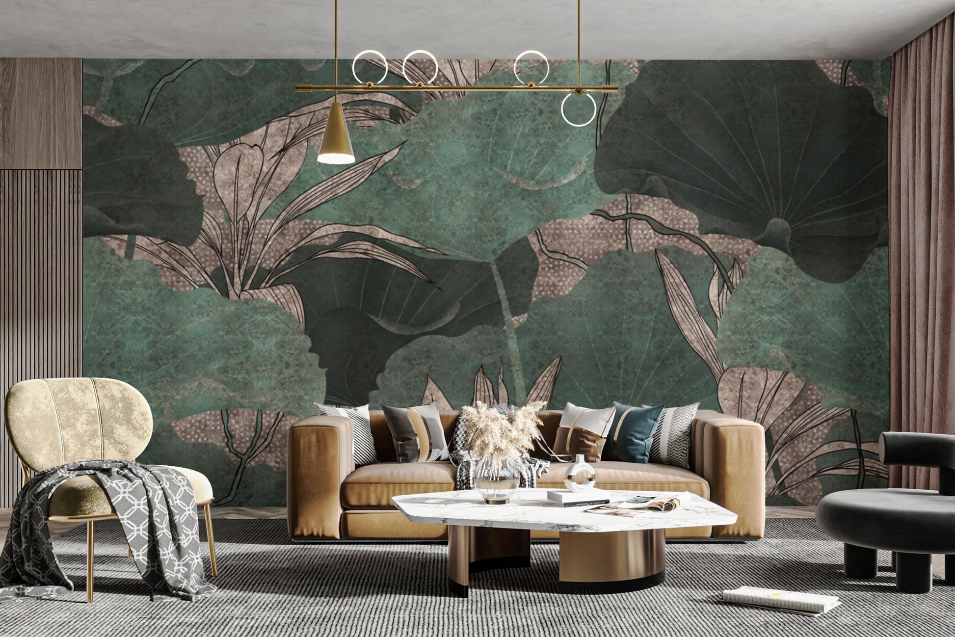 Contemporary leaf wallpaper for walls
