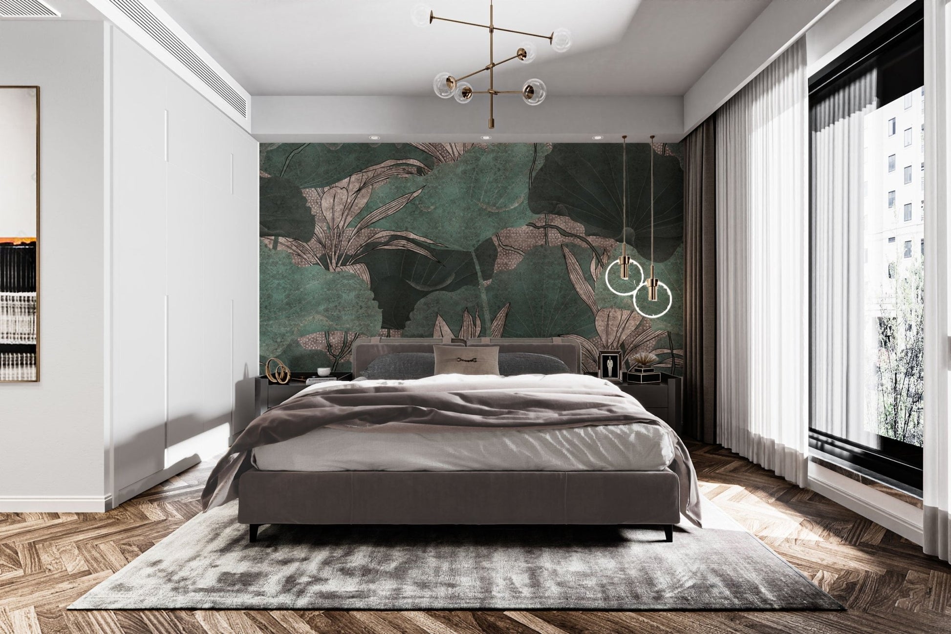 Stylish leaf pattern wallpaper design
