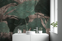 Elegant botanical wallpaper in green
