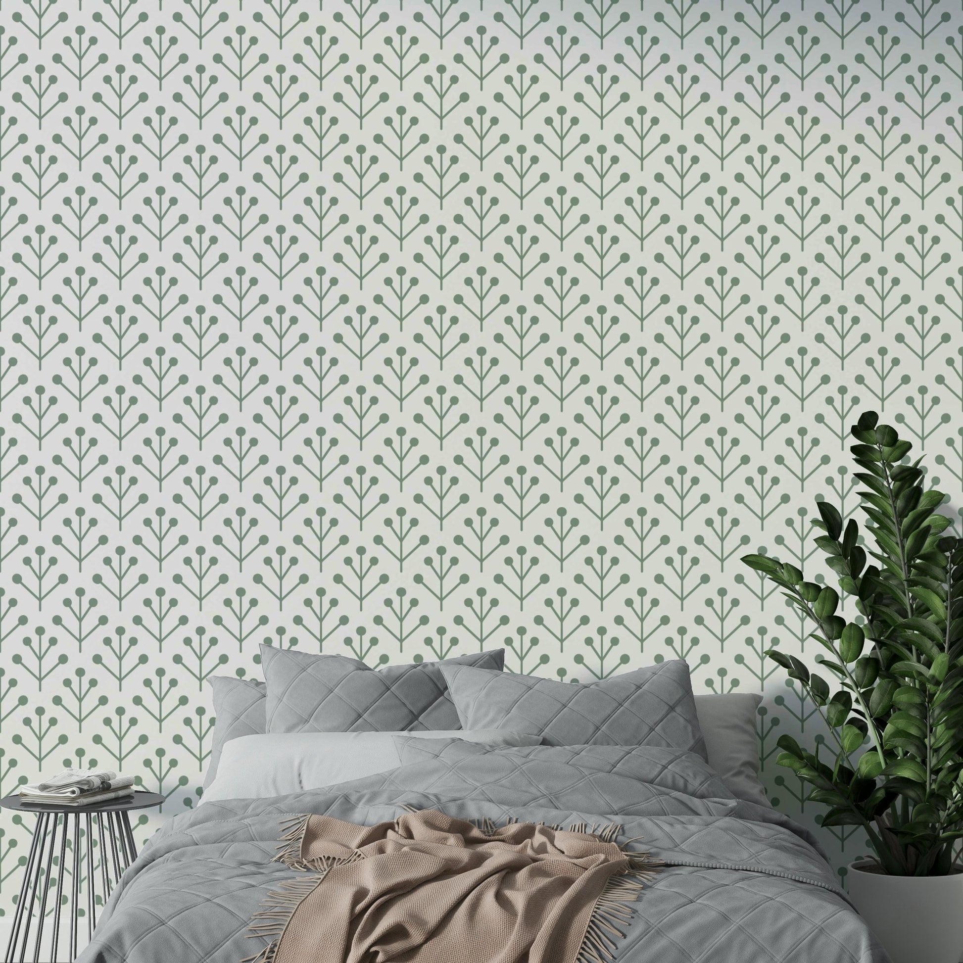 Off-white background wallpaper with greenery

