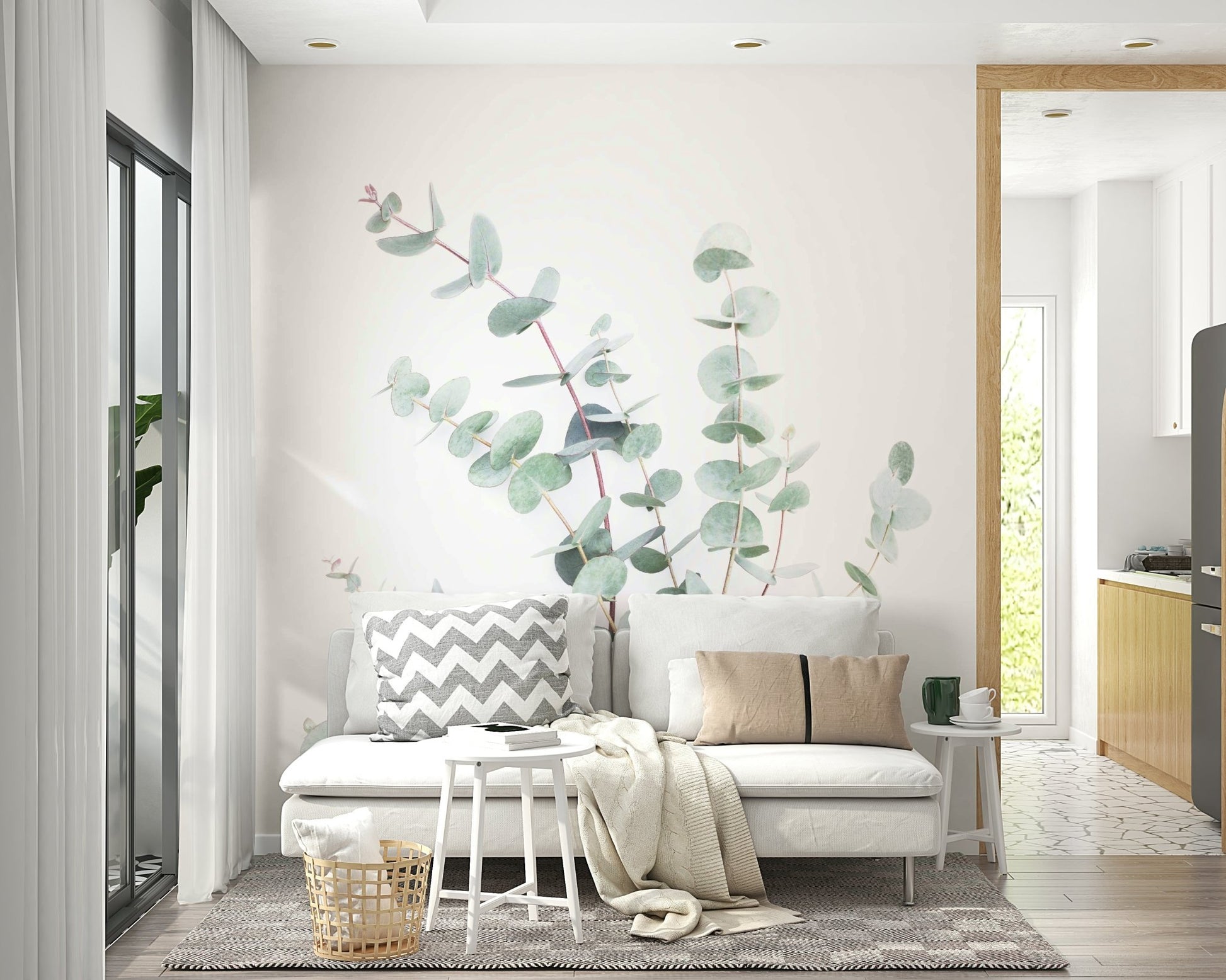 Soothing botanical mural ideal for nature-themed decor


