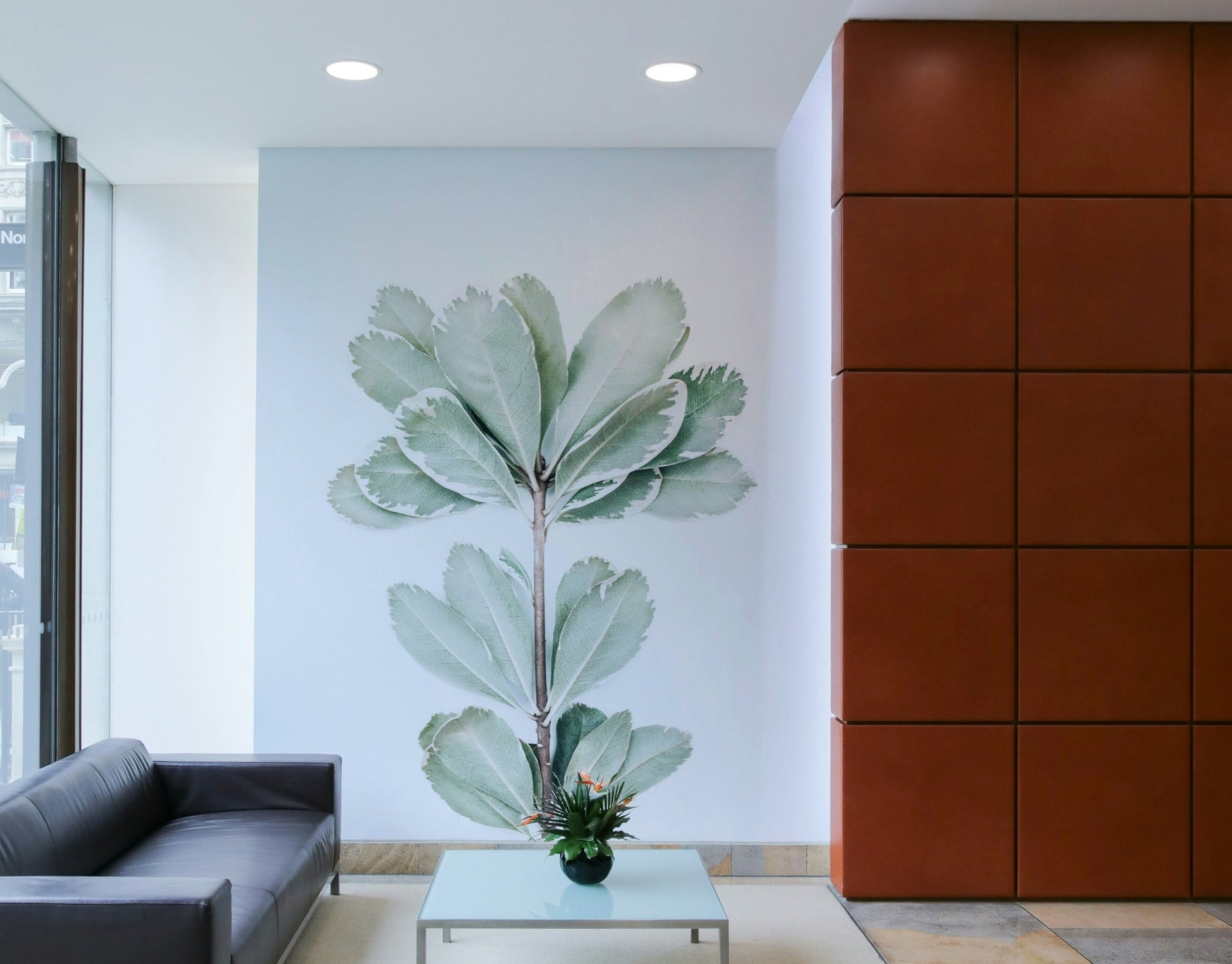 Botanical wall mural for cozy home interiors.

