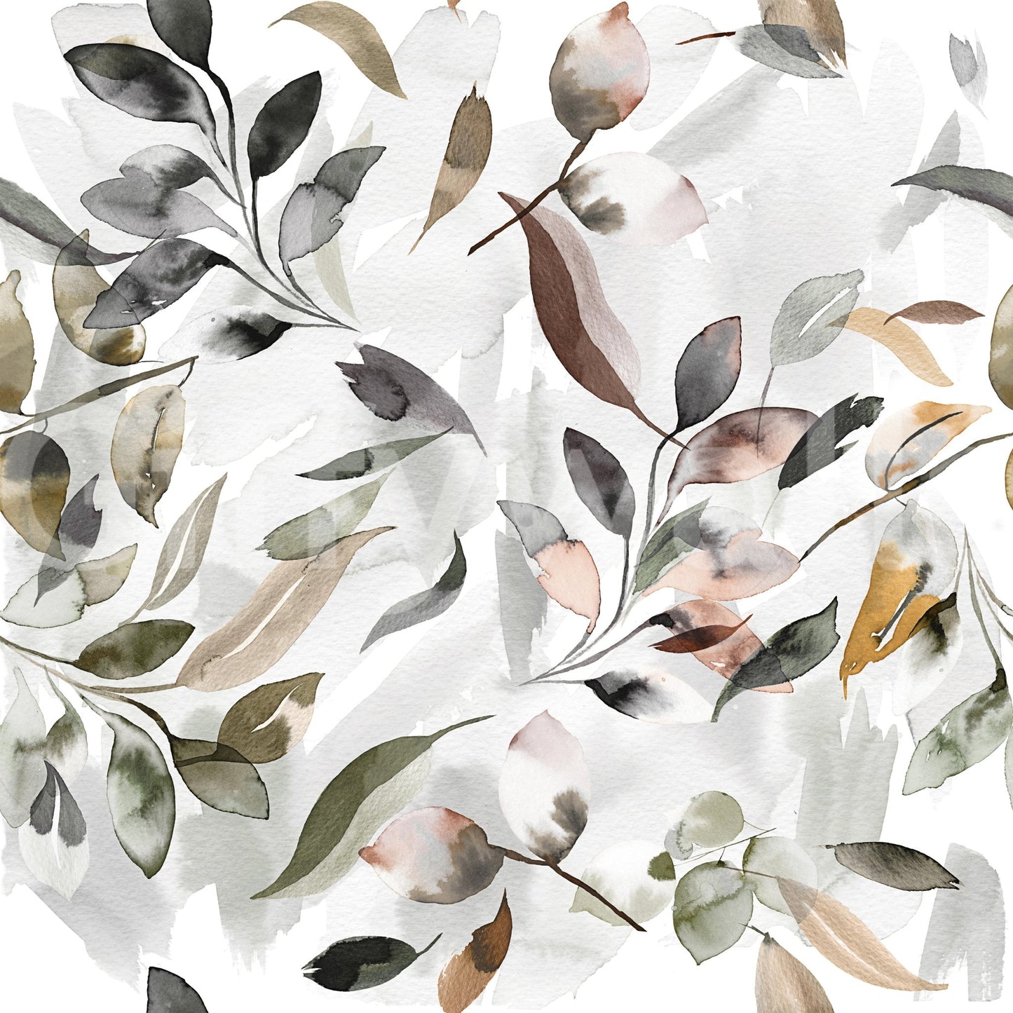 Subtle watercolor foliage mural GD780

