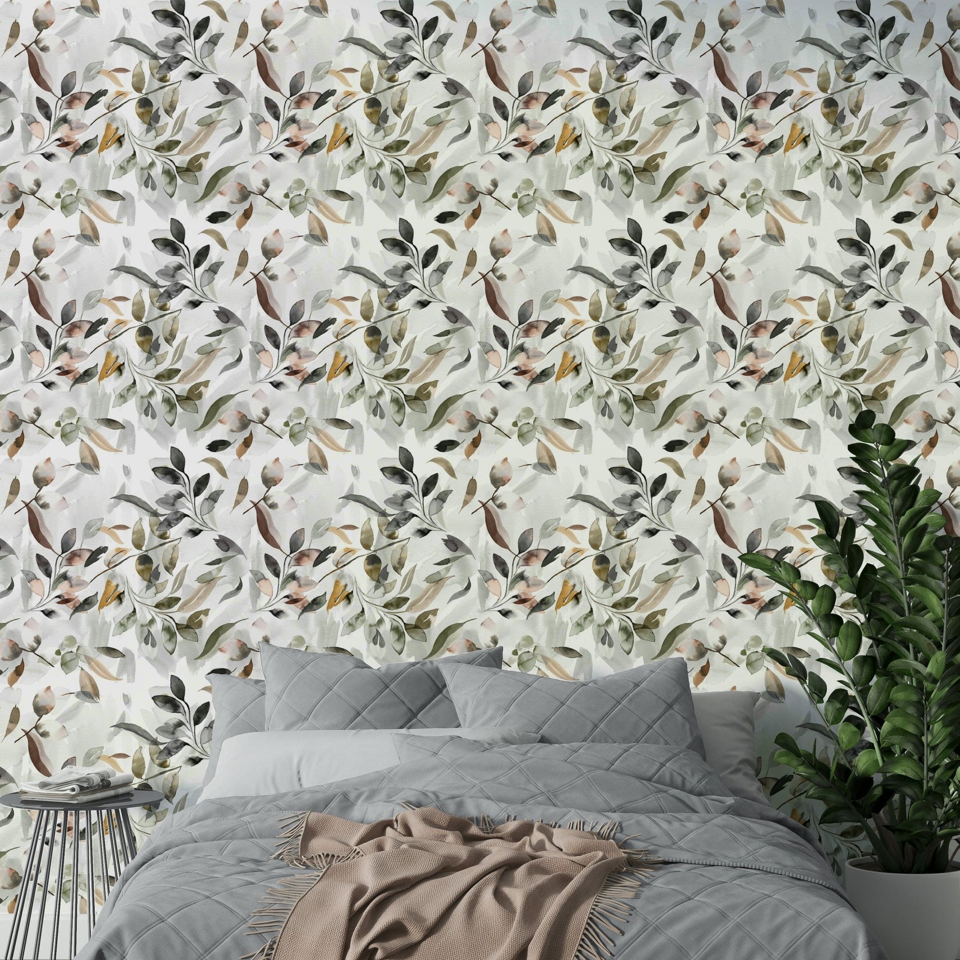 Watercolor leaf wall mural GD780

