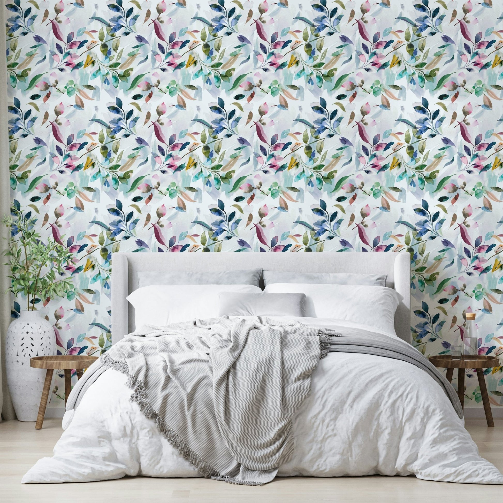 Light-toned mural wallpaper

