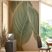 Elegant botanical wall mural with minimalistic line design
