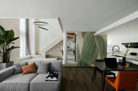 Nature-inspired botanical lines wall mural in soft hues.