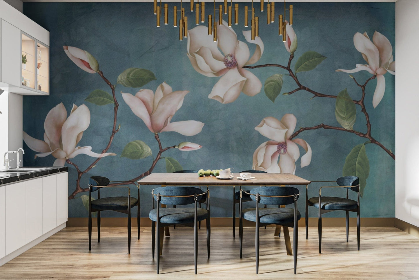 Serene Magnolia Floral Pattern Wallpaper
