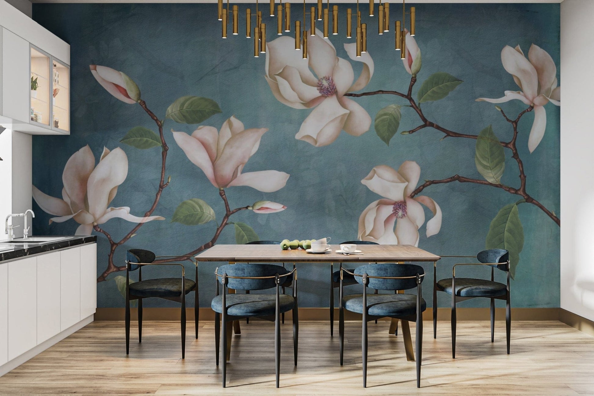 Serene Magnolia Floral Pattern Wallpaper
