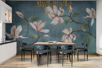 Serene Magnolia Floral Pattern Wallpaper
