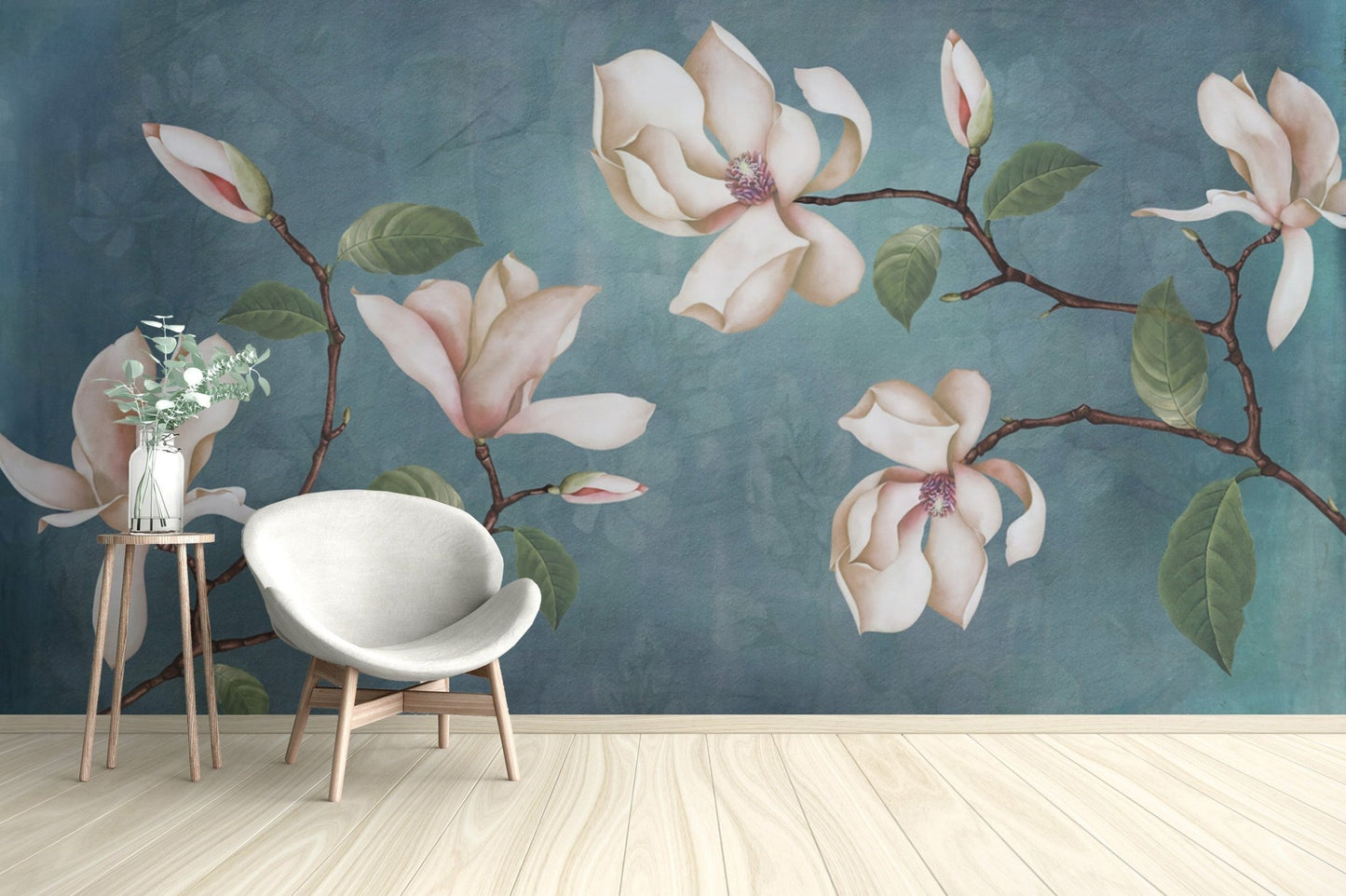 Botanical Magnolia Blossom Flower Mural
