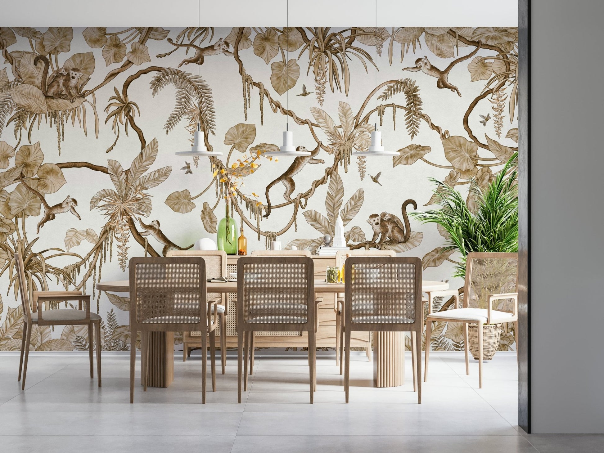Artistic composition of the entire Botanical Monkeys Wall Mural., GD6279