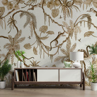 Vast jungle greenery pattern of the Botanical Monkeys Wall Mural., GD6279