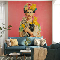 Creative space with Botanical Muse and cats mural

