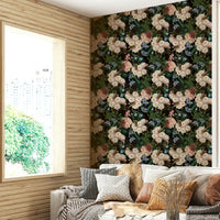 Serene botanical wallpaper design with night-time vibes, GD1345