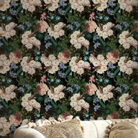 Lush night garden wallpaper featuring vibrant leaves, GD1345