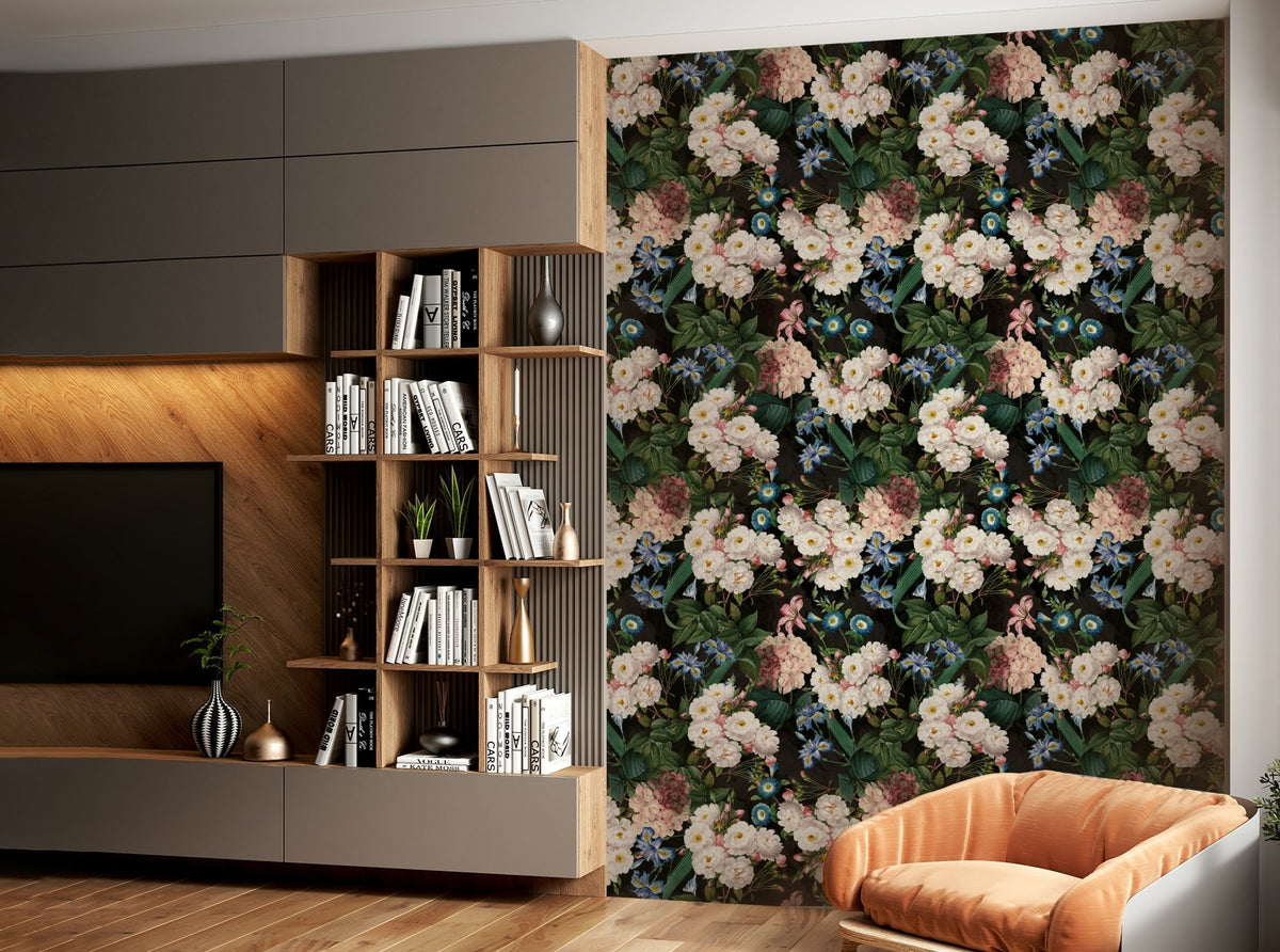 Nature-inspired botanical night garden wallpaper, GD1345