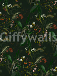 Exotic leaf print Botanical Nightfall Wallpaper for walls., GD6496