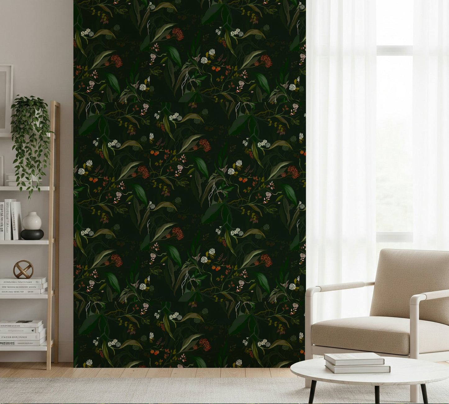 Artistic pattern Botanical Nightfall peel and stick wallpaper., GD6496