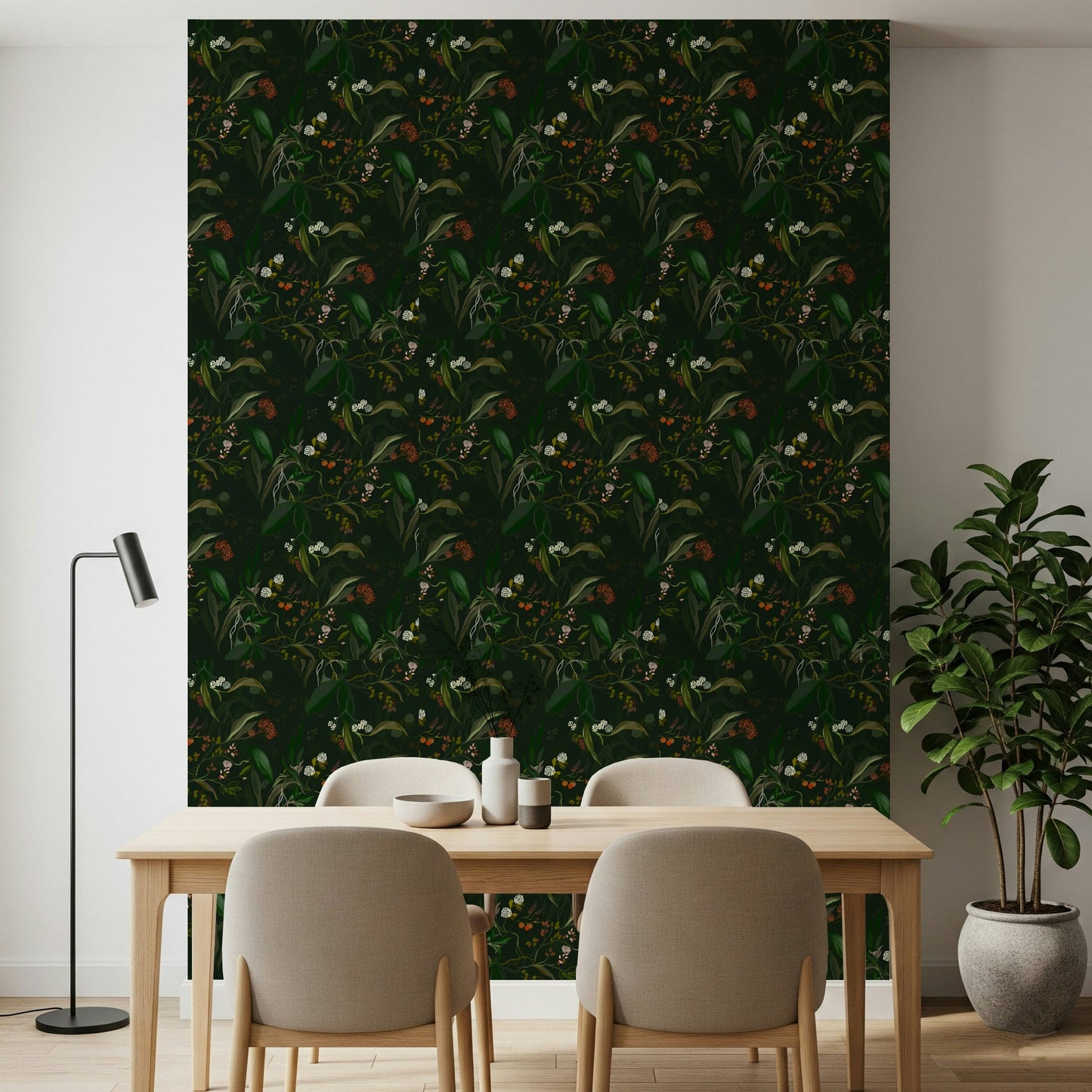 Unique Botanical Nightfall Wallpaper, sophisticated botanical atmosphere., GD6496