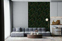 Bold nature Botanical Nightfall Wallpaper mural, tropical foliage design., GD6496