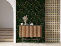Deep forest Botanical Nightfall Wallpaper, captivating leafy branches., GD6496