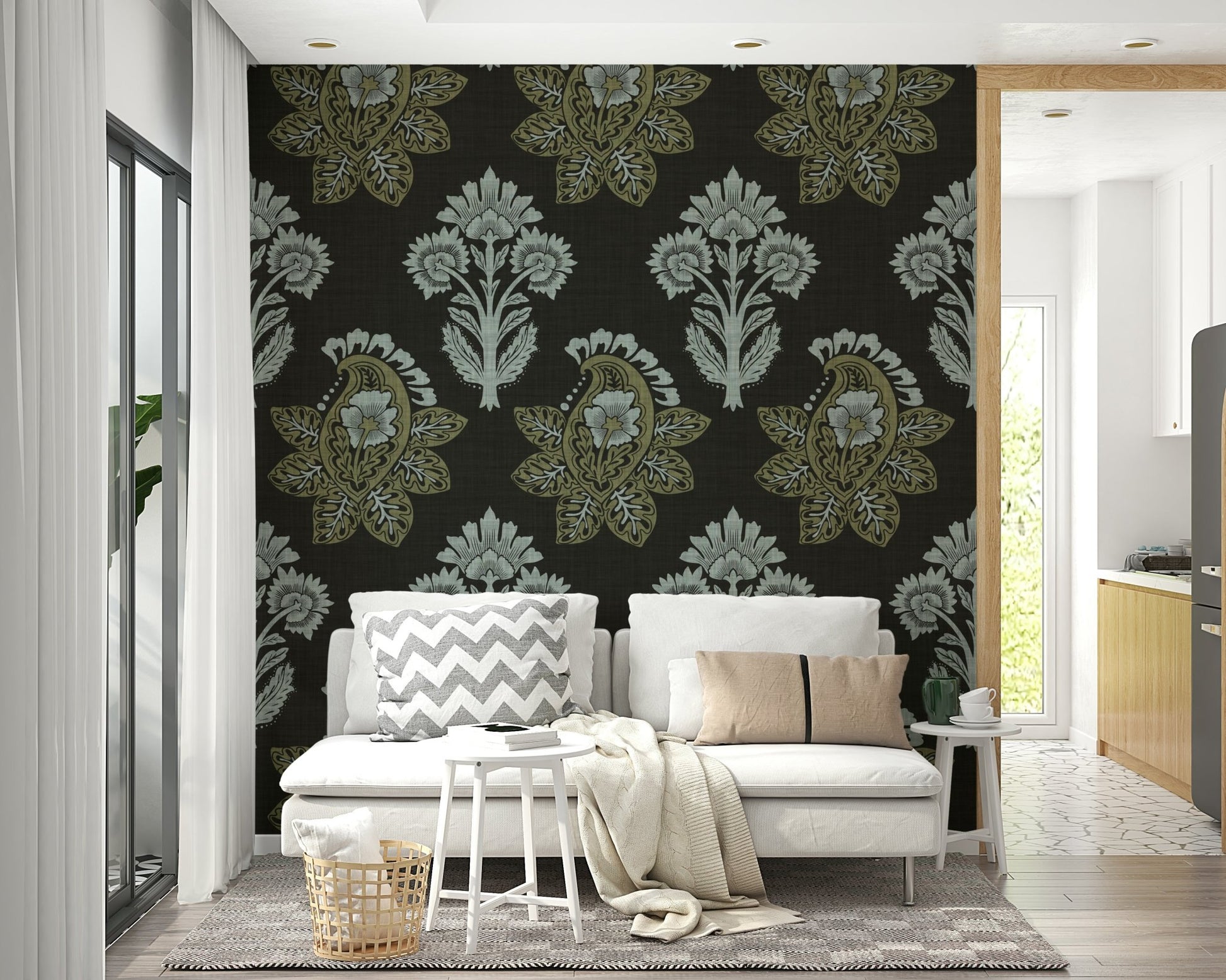 Wall mural with nature in shadow tones

