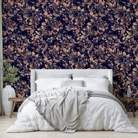 Wallpaper with rich, lush foliage and flowers

