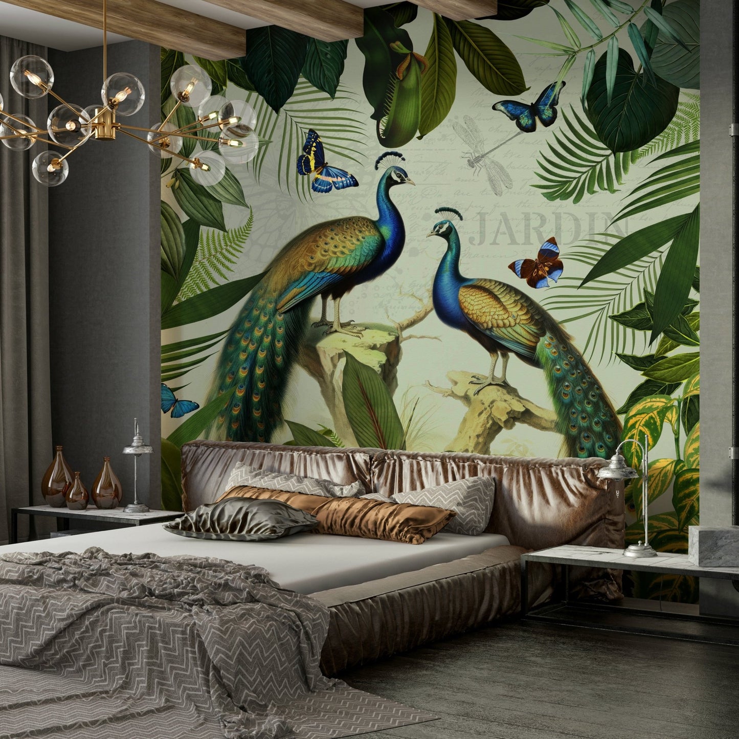Exotic bird design with greenery and florals

