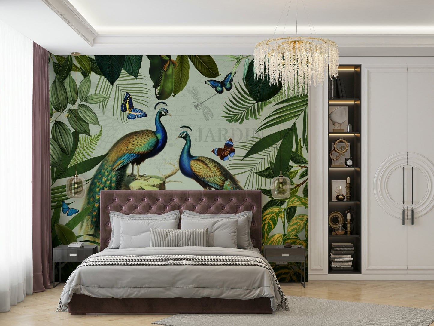Decorative bird mural for feature wall design

