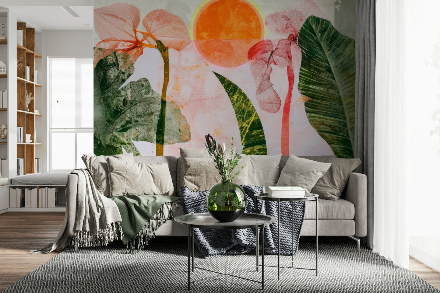 An artistic nature inspired mural for home decor.