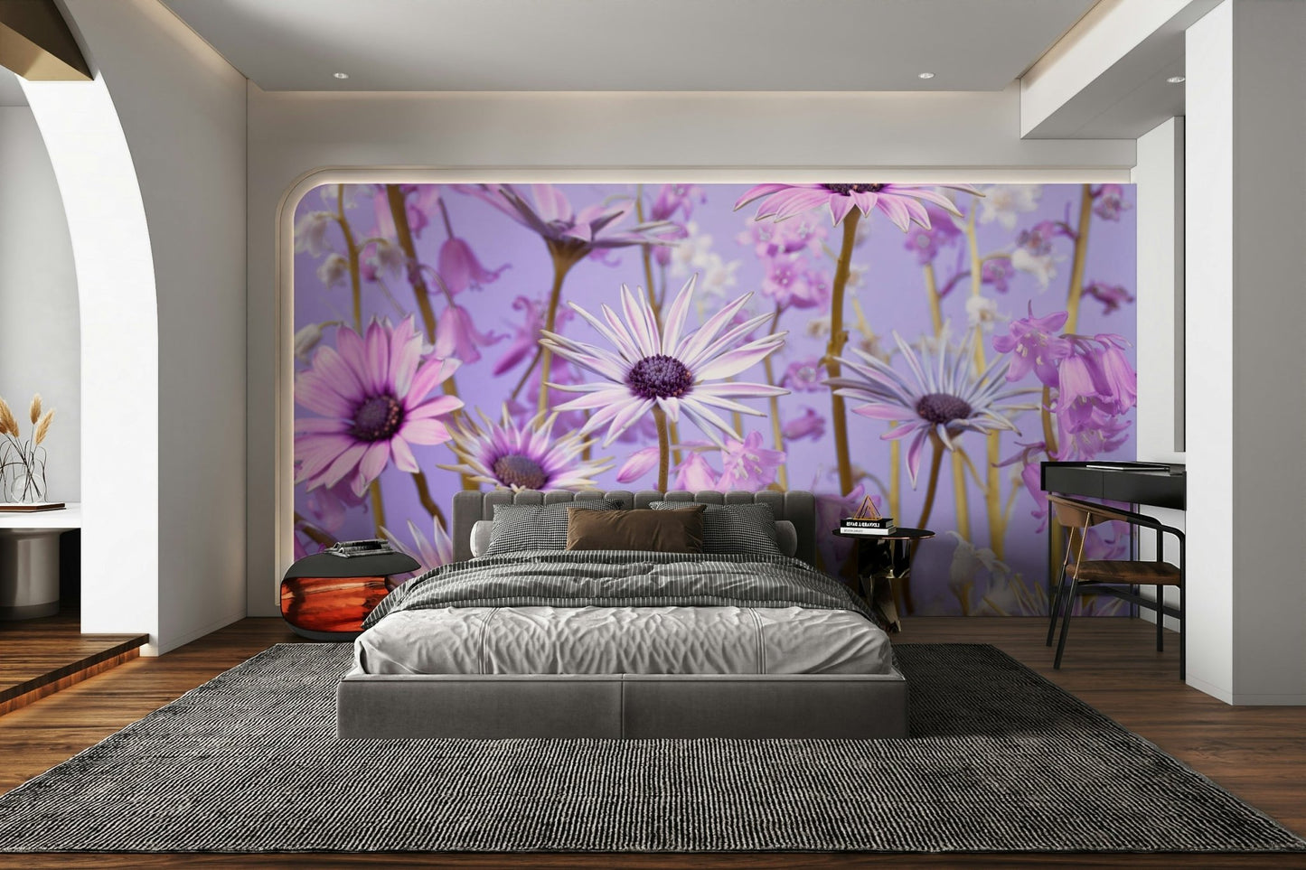 Botanical Reverie Wall Mural with lush green plants