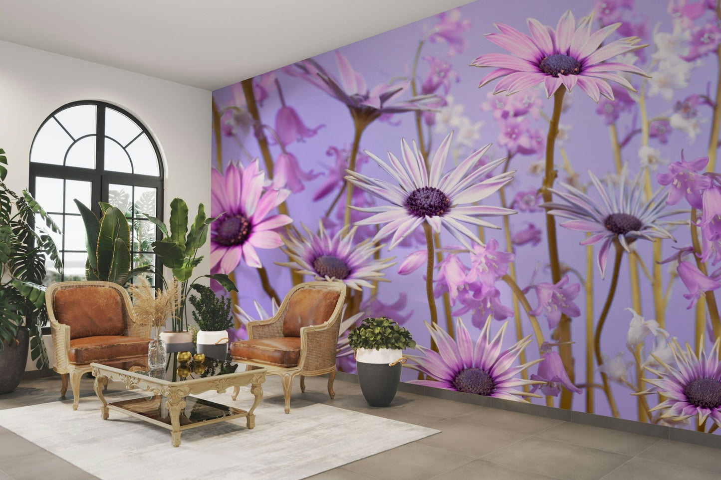 Botanical Reverie Wall Mural with soothing green tones.