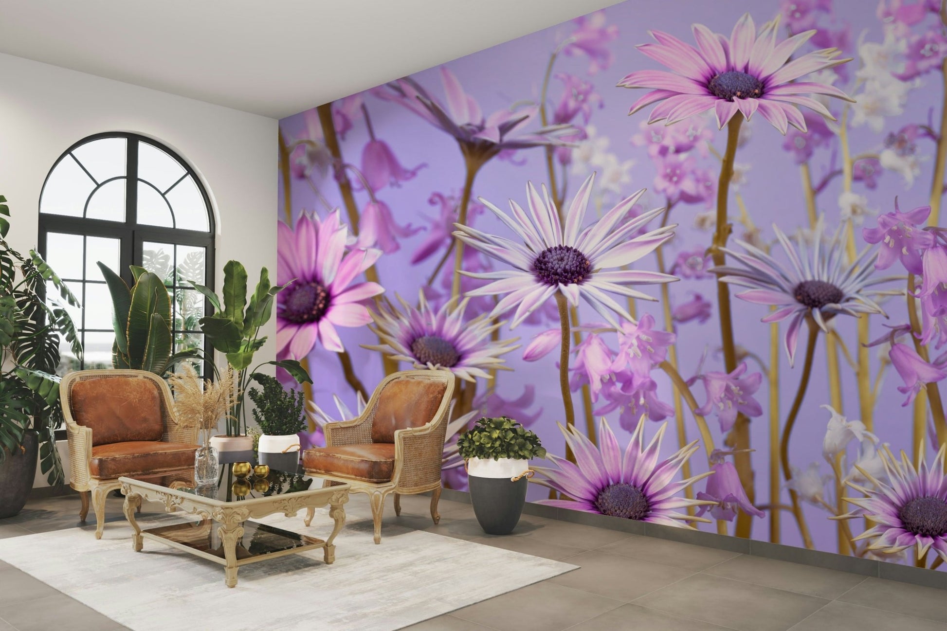 Botanical Reverie Wall Mural with soothing green tones.