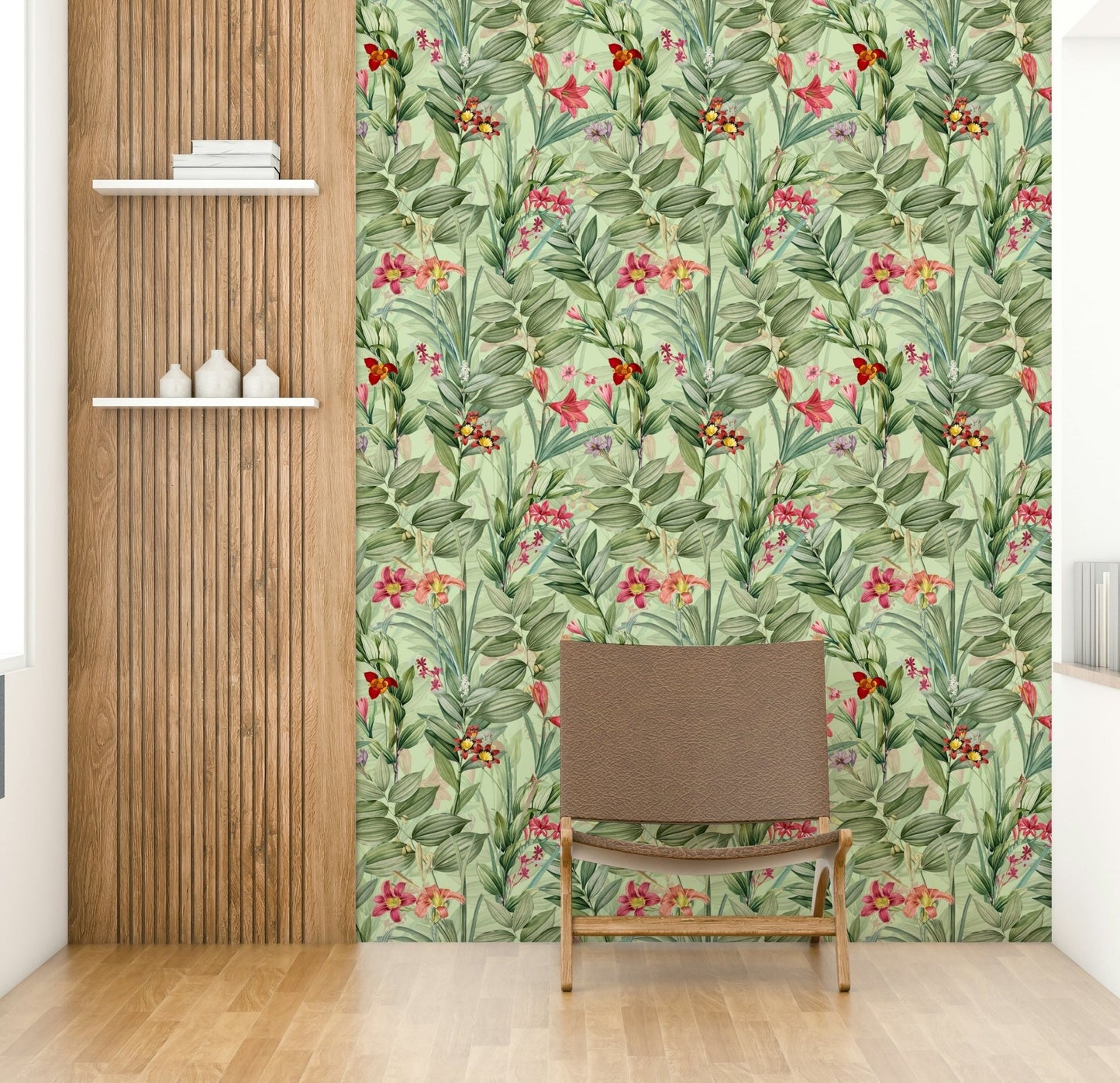 Lush greenery wall mural in Botanical Rhapsody wallpaper

