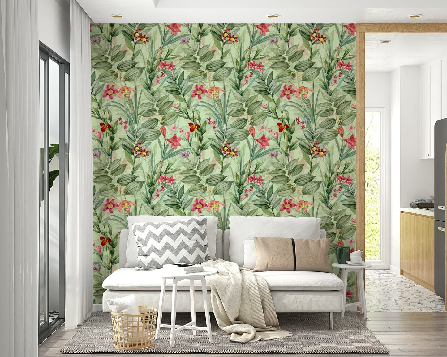 Botanical Rhapsody 1 Wallpaper with lush green leaves

