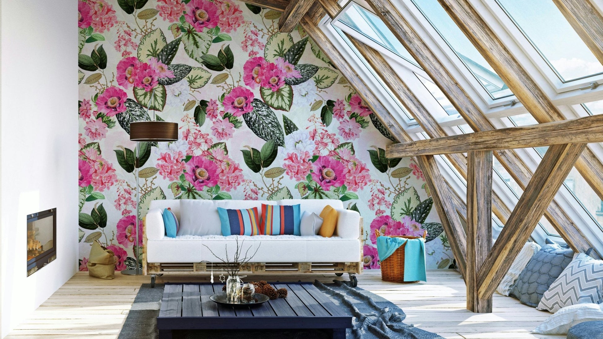 Botanical rhapsody wallpaper in soft green and beige tones
