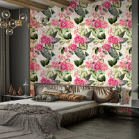 Close-up of botanical rhapsody wallpaper pattern in green