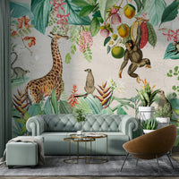 Jungle-inspired Botanical Safari wall mural

