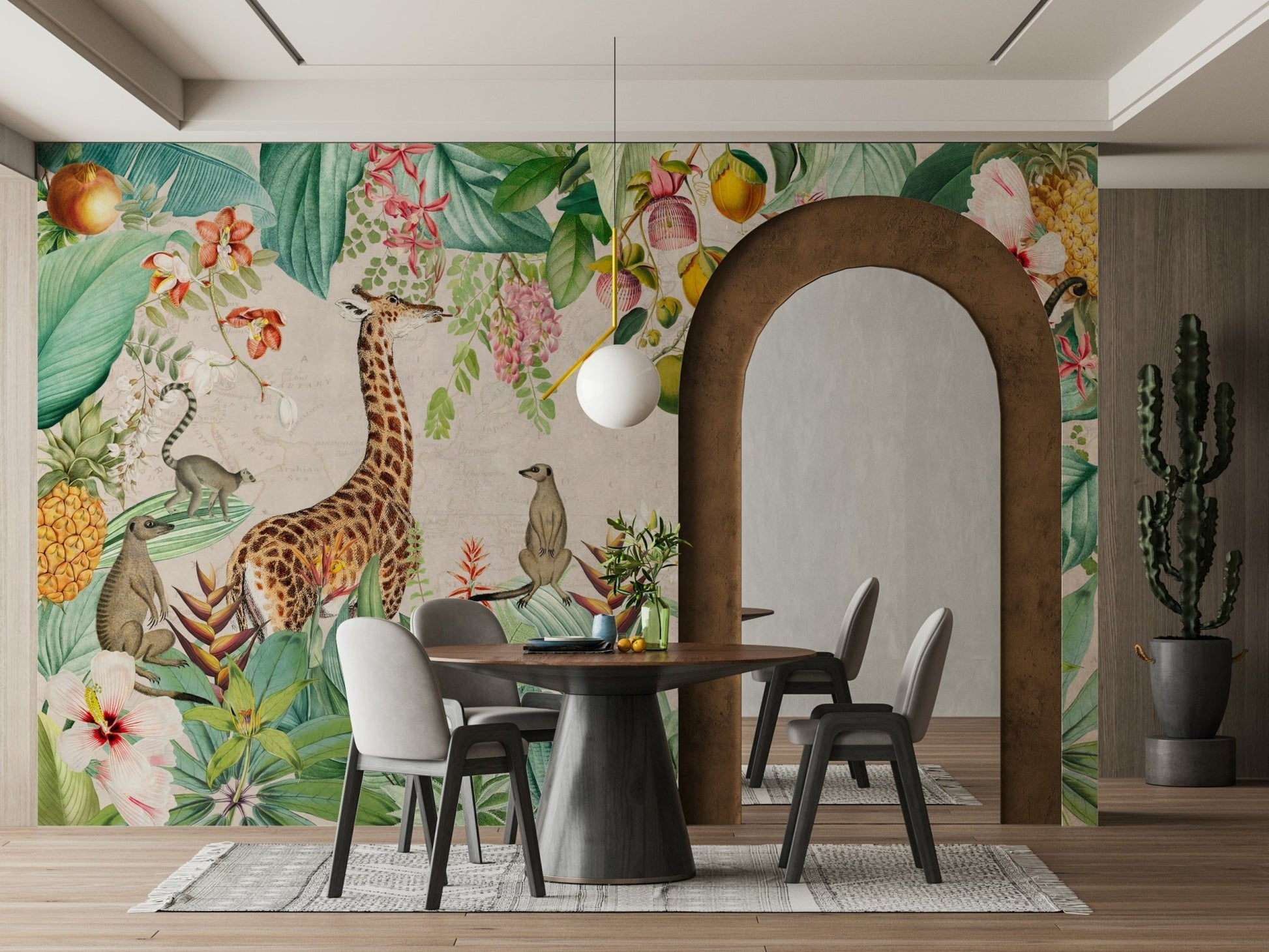 Tropical botanical safari wallpaper mural

