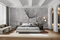 Misty dandelion botanical wallpaper
