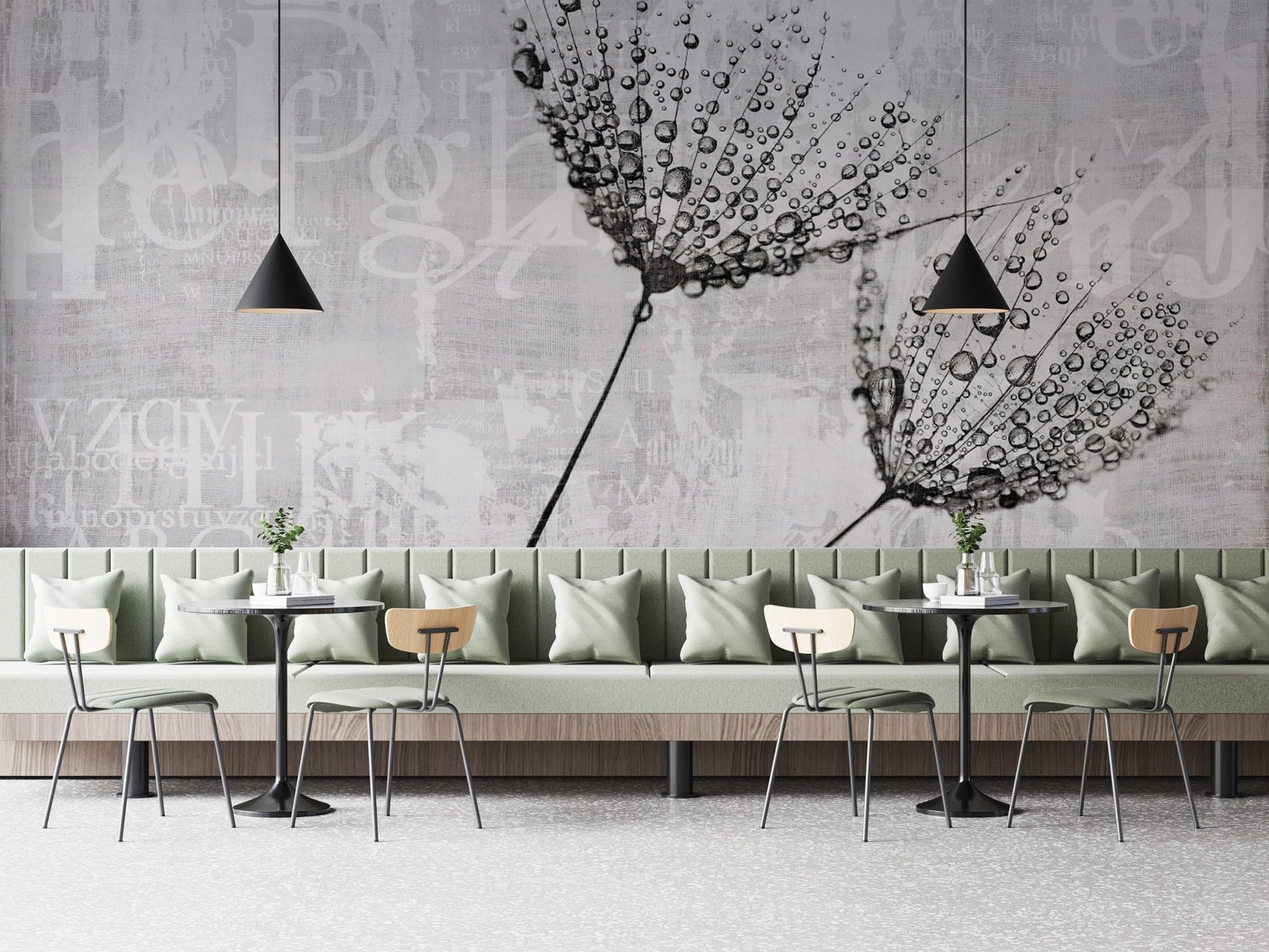 Elegant dandelion script wall design
