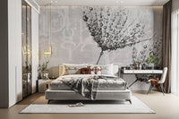 Soft monochrome dandelion wall decor
