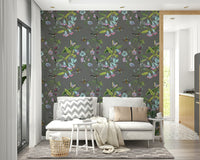 A calming foliage design wallpaper mural that defines a space.

