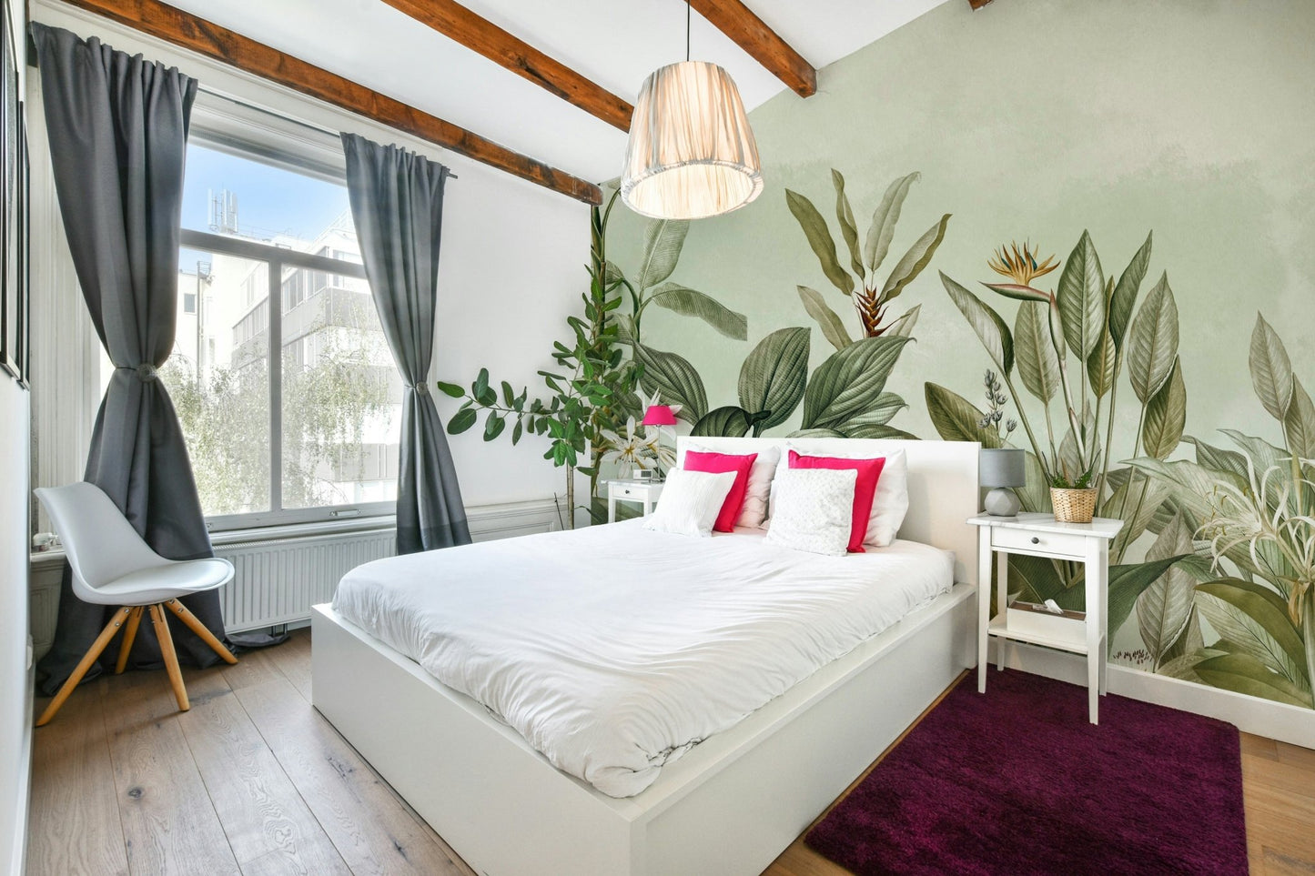 Soft greens, muted creams, gentle earthy tones.

