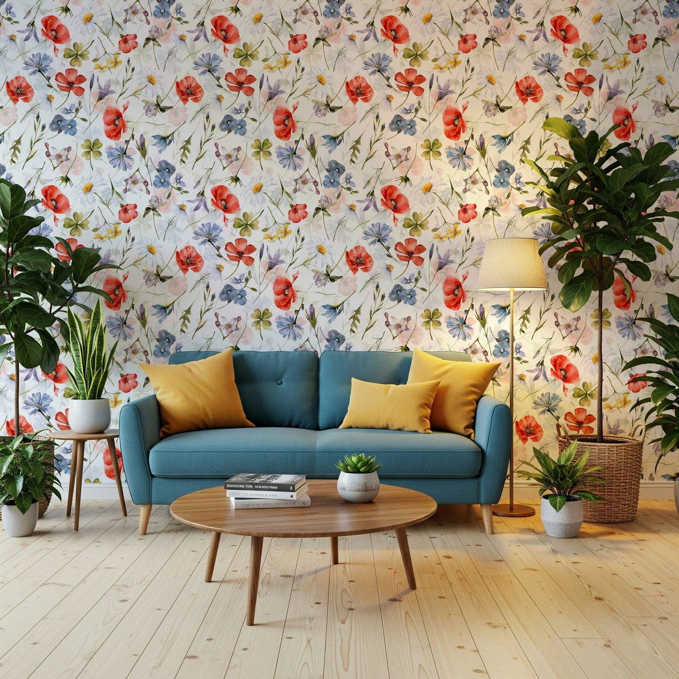 Serene floral background Botanical Serenity wall application